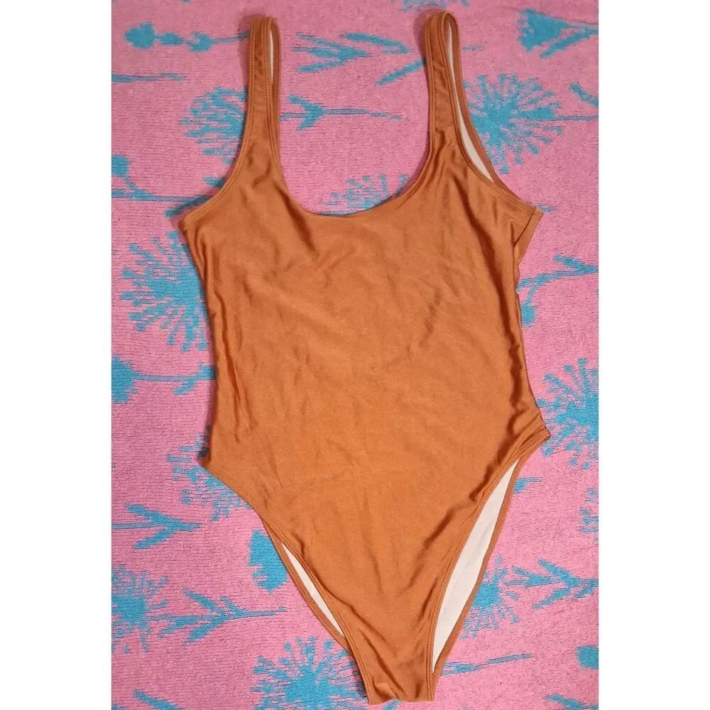 Dix perfect women large rust color onepiece swimsuit spandex nylon bathing suit